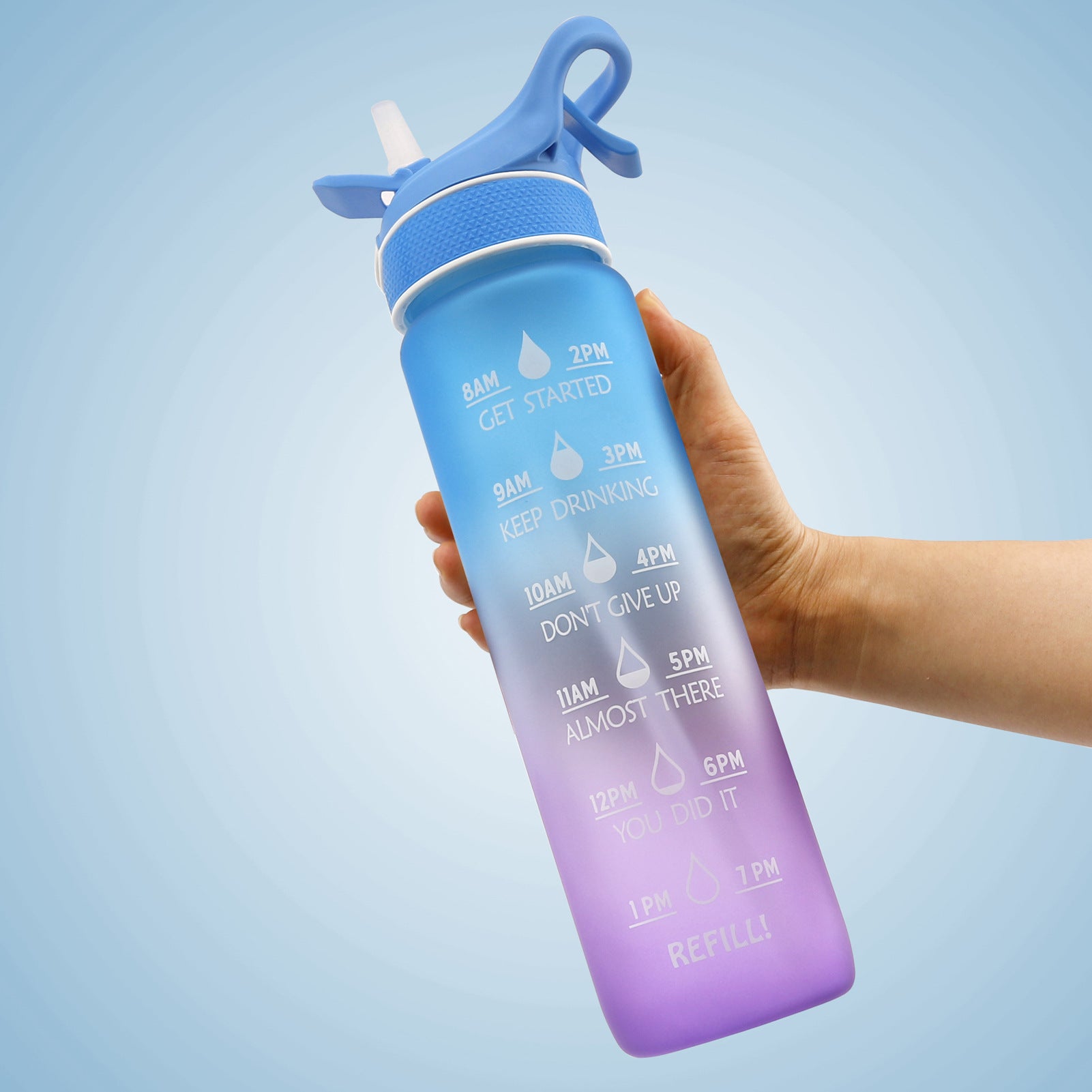 1000MLBlue Purple Plastic Spray Water Bottle