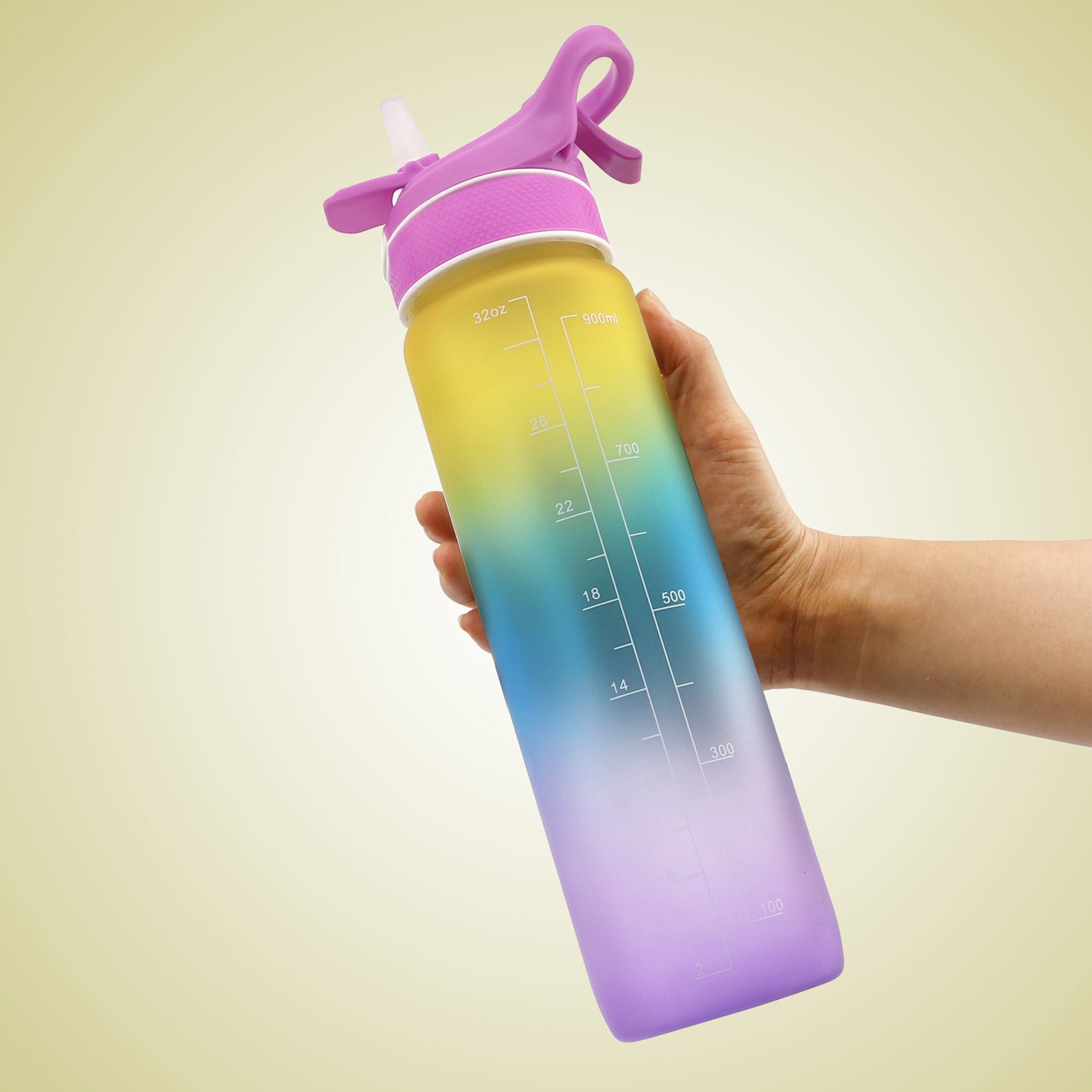 1000ML Yellow Blue Purple Plastic Spray Water Bottle